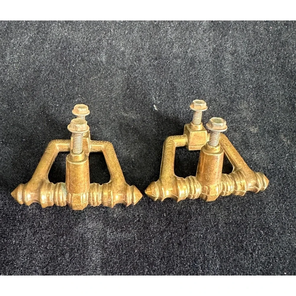 Vintage Brass Drawer Pulls Set of 2 Unique Shape Vintage Hardware MCM 2.25